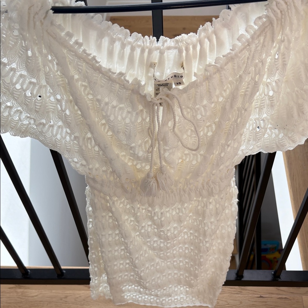 Max Studio Ivory Lace Off-Shoulder Dress
